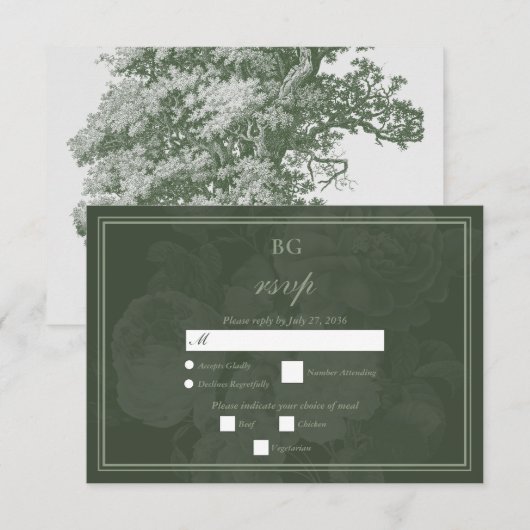  Botanische Groene Tuin Party Wedding Theme RSVP Kaartje (Voorkant / Achterkant)