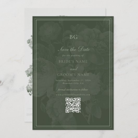 Botanische Groene Tuin Party Wedding Theme Save The Date (Voorkant / Achterkant)