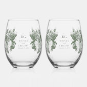 Botanische Groene Tuin Party Wedding Theme Wijnglas Zonder Voet (Achterkant)