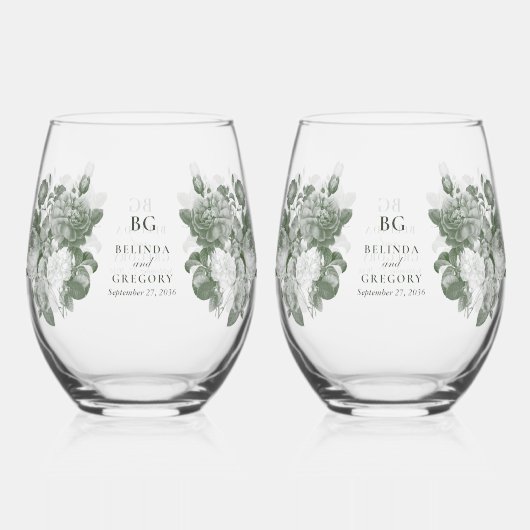 Botanische Groene Tuin Party Wedding Theme Wijnglas Zonder Voet (Achterkant)