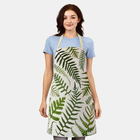 Botanische groene varen print Schort, Schort (Gedragen)