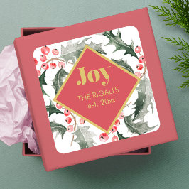 Botanische Groene Vrolijkheid Kerstmis Vierkante Sticker