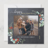 Botanische groene Waterverf Rustic Chalkboard Feestdagenkaart (Voorkant)