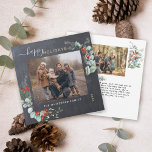 Botanische groene Waterverf Rustic Chalkboard Feestdagenkaart<br><div class="desc">Je zult van deze mooie kerstkaarten houden! Ze hebben botanische waterverf met mistletoe,  pijnboomtakken,  bessen en de adem van baby's.</div>