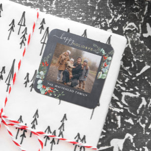 Botanische groene Waterverf Rustic Chalkboard Vierkante Sticker