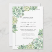 Botanische groene Waterverf Succulent Lijst Wedden Kaart (Voorkant)