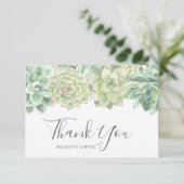 Botanische groene Waterverf Succulenten Weddenscha Bedankkaart (Staand voorkant)