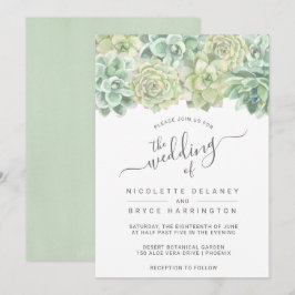 Botanische groene Waterverf Succulenten Weddenscha Kaart