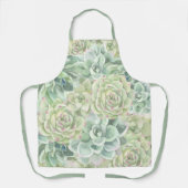 Botanische groene Waterverf Succultiverpatroon Schort (Voorkant)
