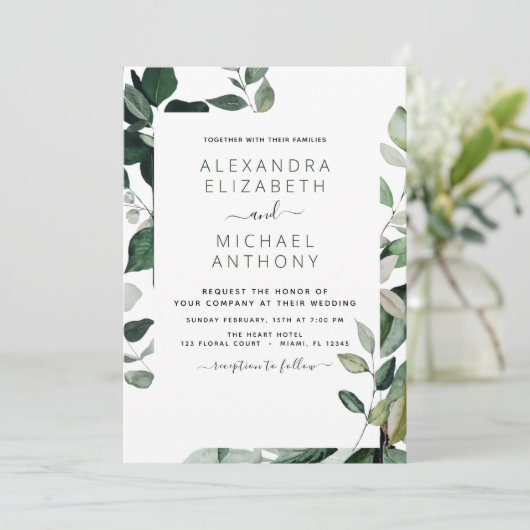 Botanische groene Waterverf van de olievlek Kaart (Staand voorkant)