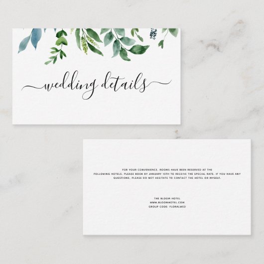 Botanische groene Waterverf van de olievlek Visitekaartje (Voorkant / Achterkant)