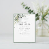 Botanische groene Waterverf Vertraagde datum Briefkaart (Staand voorkant)