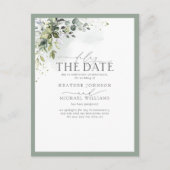 Botanische groene Waterverf Vertraagde datum Briefkaart (Voorkant)