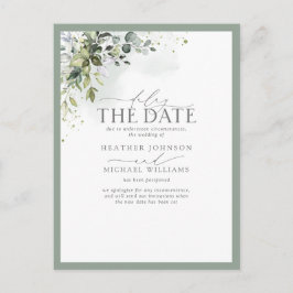 Botanische groene Waterverf Vertraagde datum Briefkaart