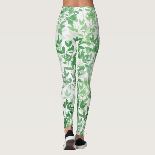 Botanische groene Yoga Pilates Hot Pants Leggings (Achterkant)