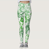 Botanische groene Yoga Pilates Hot Pants Leggings (Voorkant)