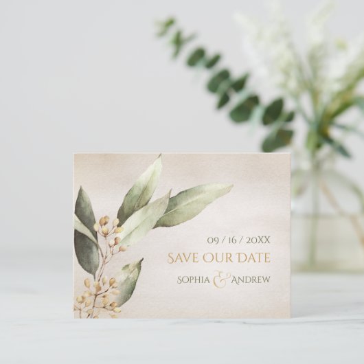 Botanische groenery , behalve de datum aankondigingskaart (Staand voorkant)