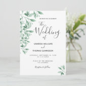 Botanische groenery-bladesthetische bruiloft kaart (Staand voorkant)