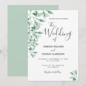 Botanische groenery-bladesthetische bruiloft kaart (Voorkant / Achterkant)