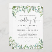 Botanische groenery groenvoer in één bruiloft kaart (Voorkant / Achterkant)