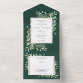 Botanische groenery Leaves Emerald Wedding All In One Uitnodiging (Binnen)