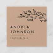 Botanische groenery MInimalist Rustic Kraft Vierkante Visitekaartje (Voorkant)
