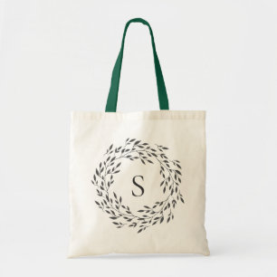 Botanische groenery Wreath Monogram Tote Bag