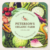 Botanische  Groenten Lokaal Boerenlabel Kartonnen Onderzetters (Voorkant)
