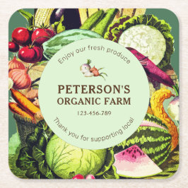 Botanische Groenten Lokaal Boerenlabel Kartonnen Onderzetters