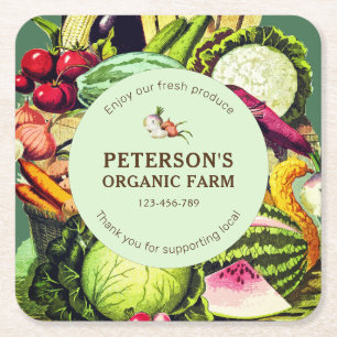 Botanische  Groenten Lokaal Boerenlabel Kartonnen Onderzetters