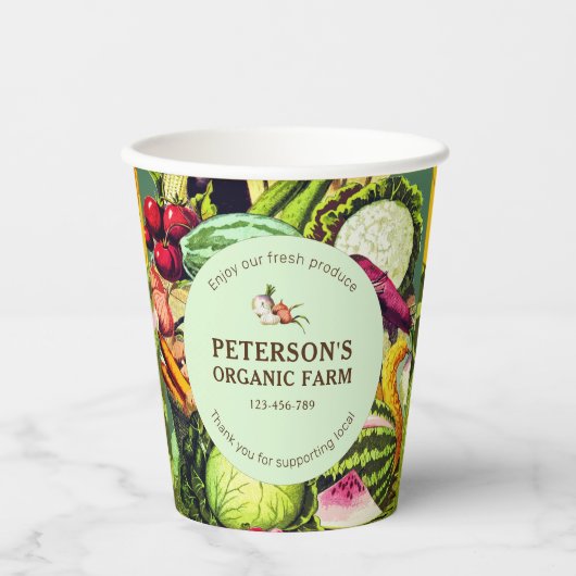 Botanische Groenten Lokaal Boerenlabel Papieren Bekers (Voorkant)
