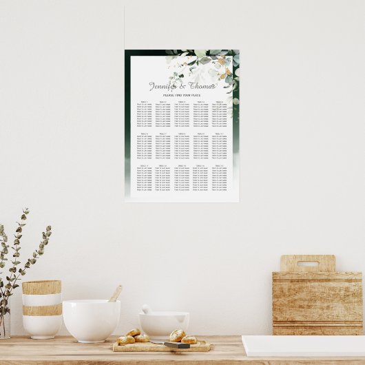Botanische groenzitjes met eucalyptus poster (Keuken)