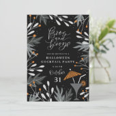 Botanische Halloween Cocktail Party Invitation Kaa Kaart (Staand voorkant)