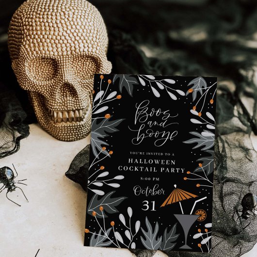 Botanische Halloween Cocktail Party Invitation Kaa Kaart