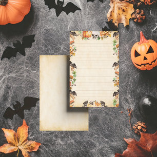 Botanische Halloween met vleermuizen en pompoenen  Briefpapier