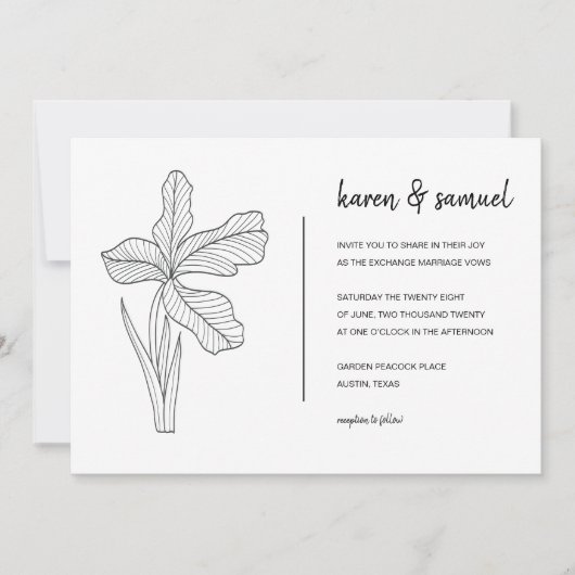 Botanische Hand Drawn Wedding Invitation Kaart (Voorkant)