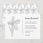 Botanische Hand Drawn Wedding Invitation Kaart (Voorkant / Achterkant)