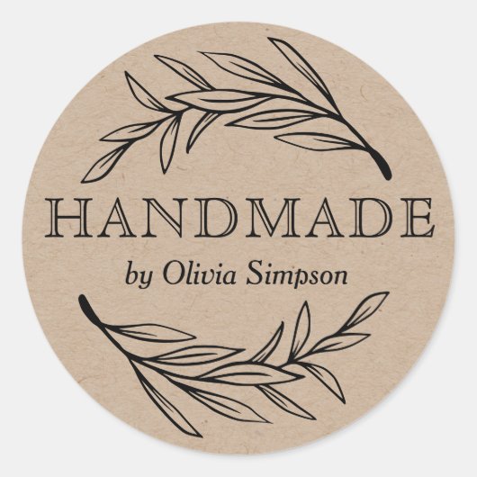 Botanische handgemaakte kleine bedrijven op maat ronde sticker (Voorkant)