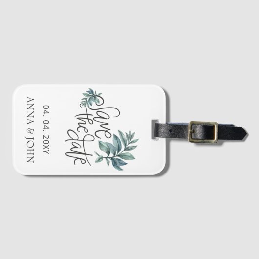 Botanische handgeschreven waterverf slaat de datum bagagelabel (Voorkant (horizontaal))