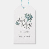 Botanische handgeschreven waterverf slaat de datum cadeaulabel (Voorkant)