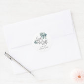 Botanische handgeschreven waterverf slaat de datum ronde sticker (Envelop)