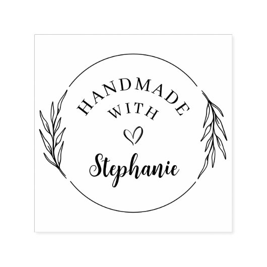 Botanische Handgetekende Handgemaakte met Liefde R Zelfinktende Stempel (Design)