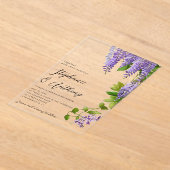 Botanische Hangende Paarse Wisteria Bruiloft Acryl Uitnodigingen (Laagn)