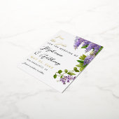 Botanische Hangende Paarse Wisteria Bruiloft Folie Uitnodiging Briefkaart (Gedraaid)