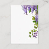 Botanische Hangende Paarse Wisteria Bruiloft Informatiekaartje (Achterkant)