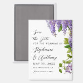 Botanische Hangende Paarse Wisteria Bruiloft Magneet (Voorkant / Achterkant)