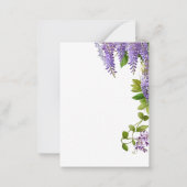 Botanische Hangende Paarse Wisteria Bruiloft Notitiekaartje (Achterkant)