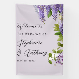 Botanische Hangende Paarse Wisteria Bruiloft Spandoek