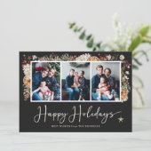 Botanische Happy Holiday Foto Kaart (Staand voorkant)