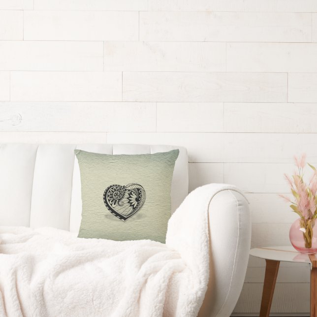 Botanische Hart Sierkussen Boho Natuur Decor (Bank)